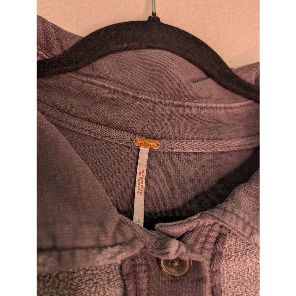 Free People We the Free Ruby Oversized Shacket Gray S Boho Elbow Patches *READ - Picture 4 of 6